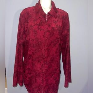 Fashion Bug Burgundy floral zip up Jacket vintage size 22 24
